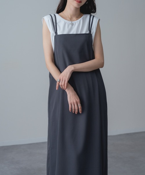 refinedworks（リファインドワークス）の「【refinedworks】ドライ質感 の キャミワンピース / 袖なし（ワンピース・レディース・ブラック/ブラウン・FREE）」の5枚目の写真
