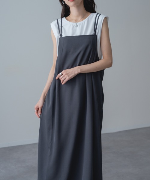 refinedworks（リファインドワークス）の「【refinedworks】ドライ質感 の キャミワンピース / 袖なし（ワンピース・レディース・ブラック/ブラウン・FREE）」の15枚目の写真