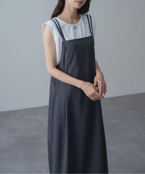 refinedworks（リファインドワークス）の「【refinedworks】ドライ質感 の キャミワンピース / 袖なし（ワンピース・レディース・ブラック/ブラウン・FREE）」の12枚目の写真