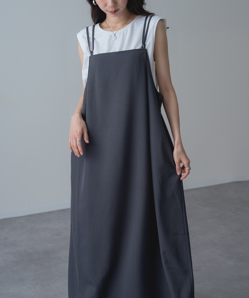 refinedworks（リファインドワークス）の「【refinedworks】ドライ質感 の キャミワンピース / 袖なし（ワンピース・レディース・ブラック/ブラウン・FREE）」の13枚目の写真