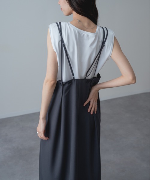 refinedworks（リファインドワークス）の「【refinedworks】ドライ質感 の キャミワンピース / 袖なし（ワンピース・レディース・ブラック/ブラウン・FREE）」の14枚目の写真