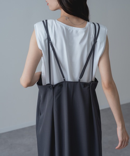 refinedworks（リファインドワークス）の「【refinedworks】ドライ質感 の キャミワンピース / 袖なし（ワンピース・レディース・ブラック/ブラウン・FREE）」の7枚目の写真
