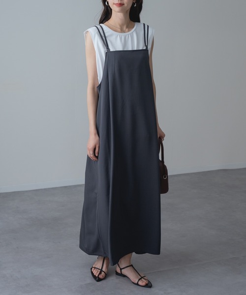 refinedworks（リファインドワークス）の「【refinedworks】ドライ質感 の キャミワンピース / 袖なし（ワンピース・レディース・ブラック/ブラウン・FREE）」の16枚目の写真