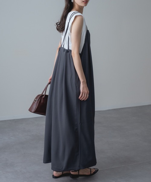 refinedworks（リファインドワークス）の「【refinedworks】ドライ質感 の キャミワンピース / 袖なし（ワンピース・レディース・ブラック/ブラウン・FREE）」の6枚目の写真