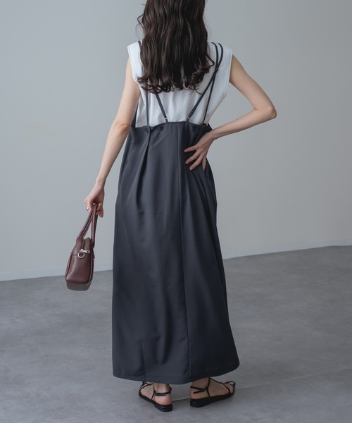 refinedworks（リファインドワークス）の「【refinedworks】ドライ質感 の キャミワンピース / 袖なし（ワンピース・レディース・ブラック/ブラウン・FREE）」の17枚目の写真