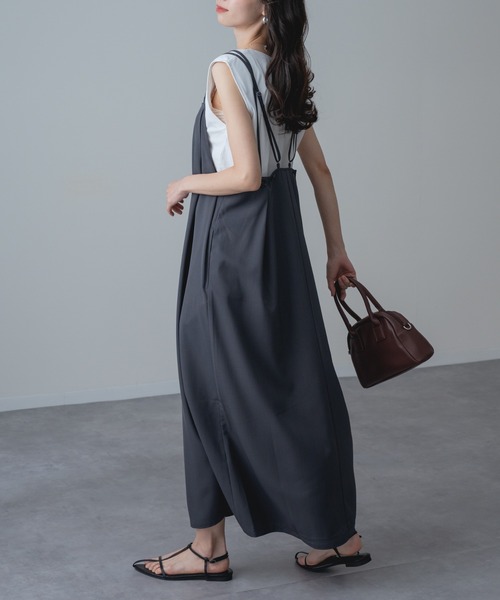 refinedworks（リファインドワークス）の「【refinedworks】ドライ質感 の キャミワンピース / 袖なし（ワンピース・レディース・ブラック/ブラウン・FREE）」の18枚目の写真