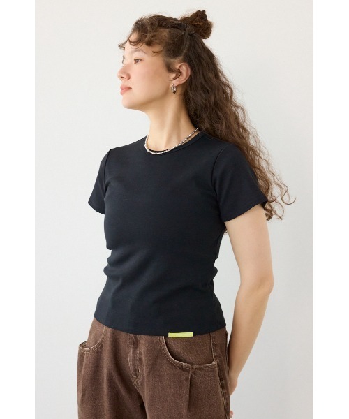 RODEO CROWNS WIDE BOWL(ロデオクラウンズワイドボウル)の「MASTER PROTECTコンパクトTシャツ(Tシャツ/カットソー・レディース・ブラック/ライム/オフホワイト・FREE)」の1枚目の写真