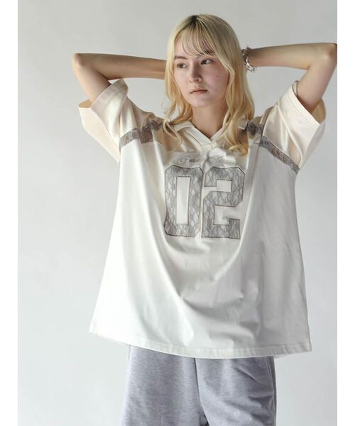 :ETHROF(イーサオブ)の「RACE NUMBERING GAME SHIRT(Tシャツ/カットソー・レディース・オフホワイト/ブラック/ネイビー・FREE)」の22枚目の写真