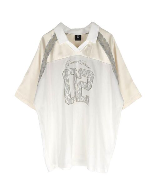 :ETHROF(イーサオブ)の「RACE NUMBERING GAME SHIRT(Tシャツ/カットソー・レディース・オフホワイト/ブラック/ネイビー・FREE)」の4枚目の写真