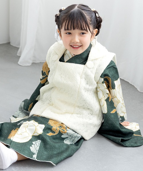 SOUBIEN（ソウビエン）の「【floro by SOUBIEN】3歳女の子用七五三セット（被布コート/着物/襦袢/草履/巾着）（着物・キッズ・ライトパープル/ホワイト系その他/ホワイト×レッド/オフホワイト/クリーム/サンドベージュ/ホワイト×パープル/ブラック×ピンク/ブラック系/ホワイト系/ホワイト系その他2/ネイビー系2/ネイビー系1/ピンク系/ローズ系/レッド系/パイングリーン系/グリーン系/ベージュ系/ライトグレー系/アイボリー/マスタード/スカイブルー系・ONE SIZE）」の15枚目の写真