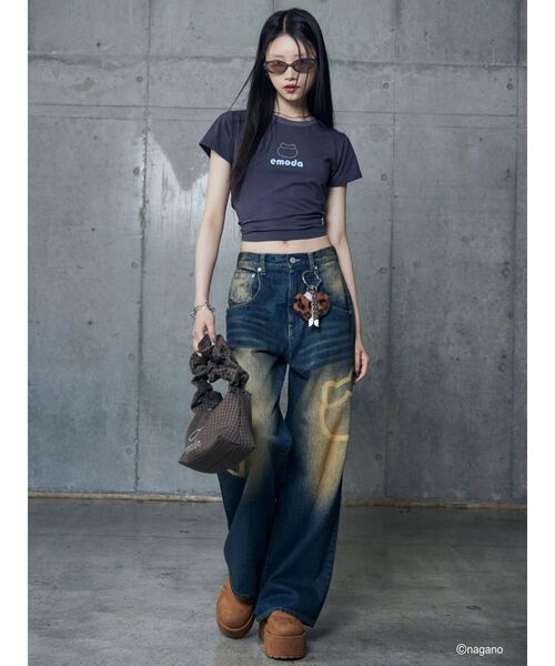 EMODA(エモダ)の「【ちいかわ】ラインストーンミニTシャツ(Tシャツ/カットソー・レディース・ブラウン/ブラック/ピンク/グレー・FREE)」の16枚目の写真