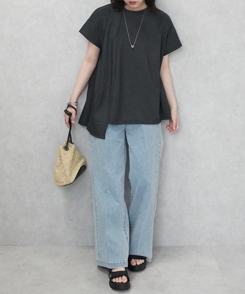 SELECT LEVERY(セレクトリベリー)の「細リブイレギュラープルオーバー(Tシャツ/カットソー・レディース・ブラック/チャコール/アイボリー・FREE)」の13枚目の写真