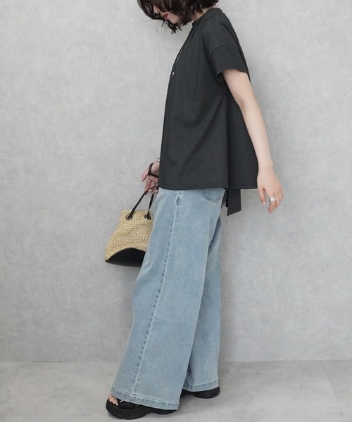 SELECT LEVERY(セレクトリベリー)の「細リブイレギュラープルオーバー(Tシャツ/カットソー・レディース・ブラック/チャコール/アイボリー・FREE)」の16枚目の写真