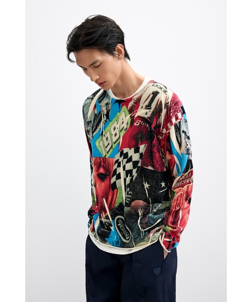 Desigual（デシグアル）の「レーシング コラージュ 総柄 ニット