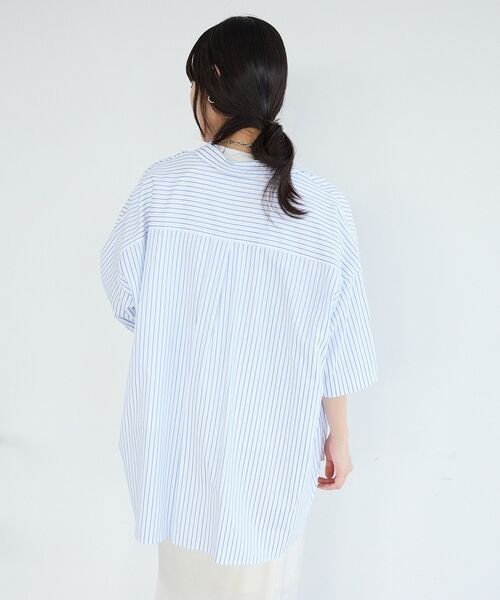 CRAFT STANDARD BOUTIQUE(クラフトスタンダードブティック)の「ロゴ刺繍入ストライプオーバーサイズシャツ(シャツ/ブラウス・レディース・ホワイト/ライトイエロー/サックスブルー・FREE)」の10枚目の写真