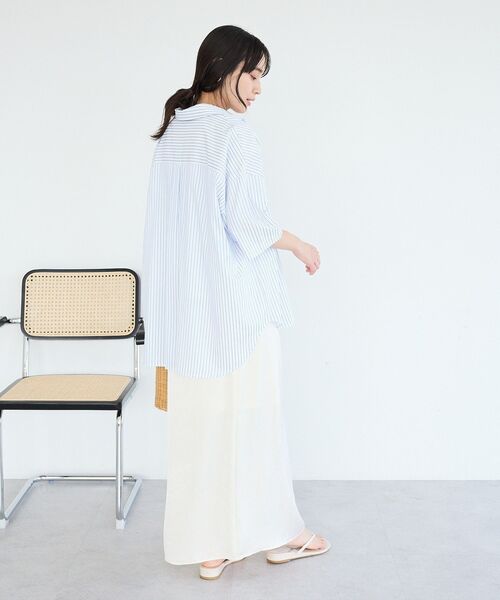 CRAFT STANDARD BOUTIQUE(クラフトスタンダードブティック)の「ロゴ刺繍入ストライプオーバーサイズシャツ(シャツ/ブラウス・レディース・ホワイト/ライトイエロー/サックスブルー・FREE)」の12枚目の写真