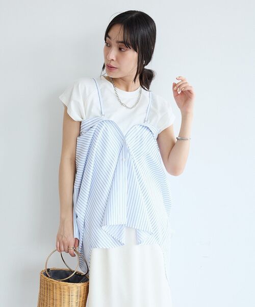 CRAFT STANDARD BOUTIQUE(クラフトスタンダードブティック)の「ロゴ刺繍入ストライプオーバーサイズシャツ(シャツ/ブラウス・レディース・ホワイト/ライトイエロー/サックスブルー・FREE)」の13枚目の写真