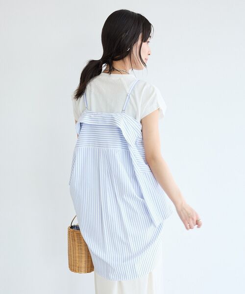 CRAFT STANDARD BOUTIQUE(クラフトスタンダードブティック)の「ロゴ刺繍入ストライプオーバーサイズシャツ(シャツ/ブラウス・レディース・ホワイト/ライトイエロー/サックスブルー・FREE)」の14枚目の写真