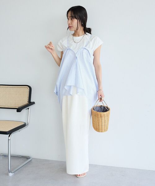 CRAFT STANDARD BOUTIQUE(クラフトスタンダードブティック)の「ロゴ刺繍入ストライプオーバーサイズシャツ(シャツ/ブラウス・レディース・ホワイト/ライトイエロー/サックスブルー・FREE)」の15枚目の写真