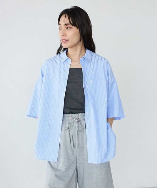CRAFT STANDARD BOUTIQUE(クラフトスタンダードブティック)の「ロゴ刺繍入ストライプオーバーサイズシャツ(シャツ/ブラウス・レディース・ホワイト/ライトイエロー/サックスブルー・FREE)」の17枚目の写真
