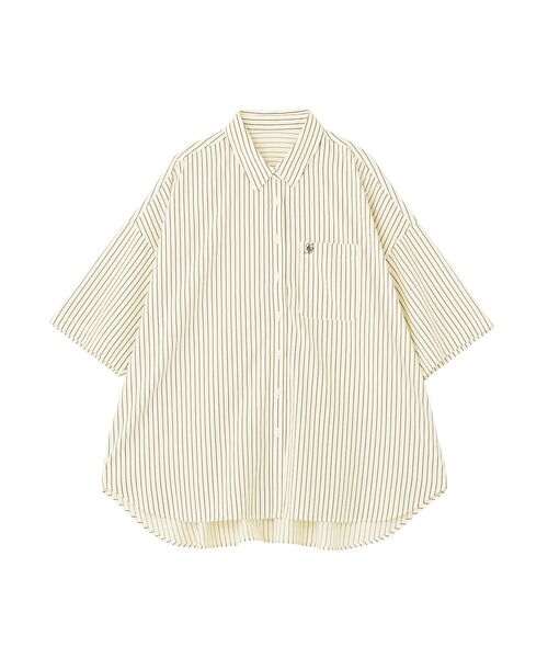 CRAFT STANDARD BOUTIQUE(クラフトスタンダードブティック)の「ロゴ刺繍入ストライプオーバーサイズシャツ(シャツ/ブラウス・レディース・ホワイト/ライトイエロー/サックスブルー・FREE)」の6枚目の写真
