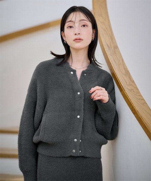 UR'S(ユアーズ)の「シャギーニットブルゾン(ブルゾン・レディース・モカ/ブラック/チャコール・S/L/M)」の9枚目の写真