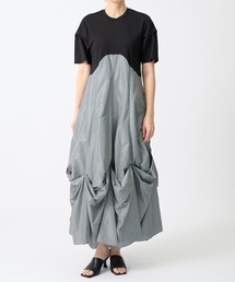 【OMMO(オーエムエムオー)】UP TUCK HALF SLEEVE OP/アップタックハーフスリーブワンピース