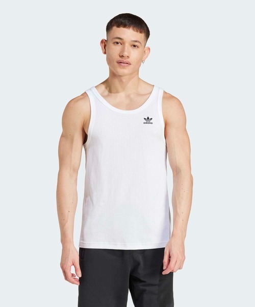adidas(アディダス)の「トレフォイル エッセンシャルズ タンクトップ / アディダスオリジナルス adidas Originals(タンクトップ・メンズ・ホワイト・XX-LARGE/3XL/LARGE/X-SMALL/X-LARGE/MEDIUM/SMALL)」の1枚目の写真