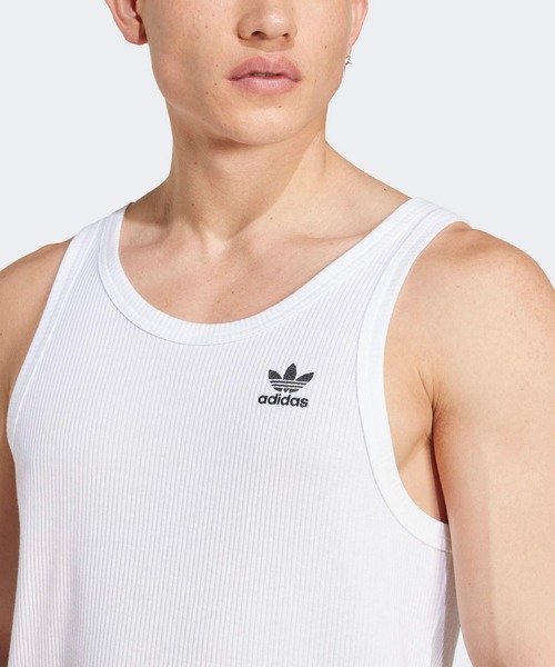 adidas(アディダス)の「トレフォイル エッセンシャルズ タンクトップ / アディダスオリジナルス adidas Originals(タンクトップ・メンズ・ホワイト・XX-LARGE/3XL/LARGE/X-SMALL/X-LARGE/MEDIUM/SMALL)」の3枚目の写真