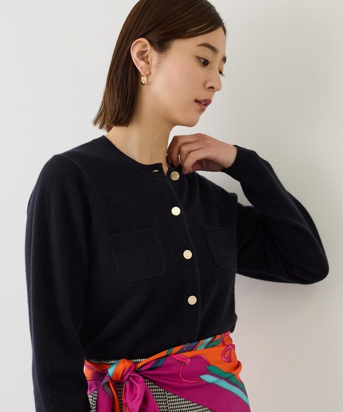 ROPE’ - ロペ 23AW 別注 MITAKE BUTTON カーディガン 長袖 F 黒 カシミヤブレンドポケットカーディガン/WEB限定カラー・イージーケア