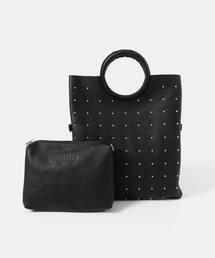MILLELA FIRENZE レザースタッズサークルハンドルバッグ