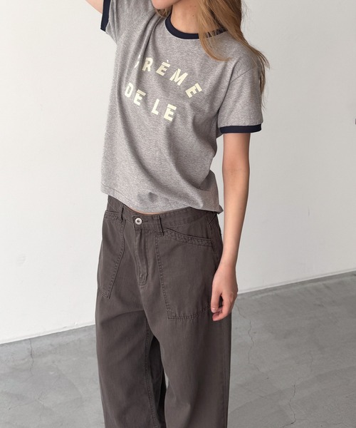 CANAL JEAN(キャナルジーン)の「El mar CREME DELE リンガーTシャツ(Tシャツ/カットソー・レディース・クリーム/ホワイト/グレー・ONE SIZE)」の4枚目の写真