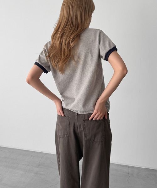 CANAL JEAN(キャナルジーン)の「El mar CREME DELE リンガーTシャツ(Tシャツ/カットソー・レディース・クリーム/ホワイト/グレー・ONE SIZE)」の5枚目の写真