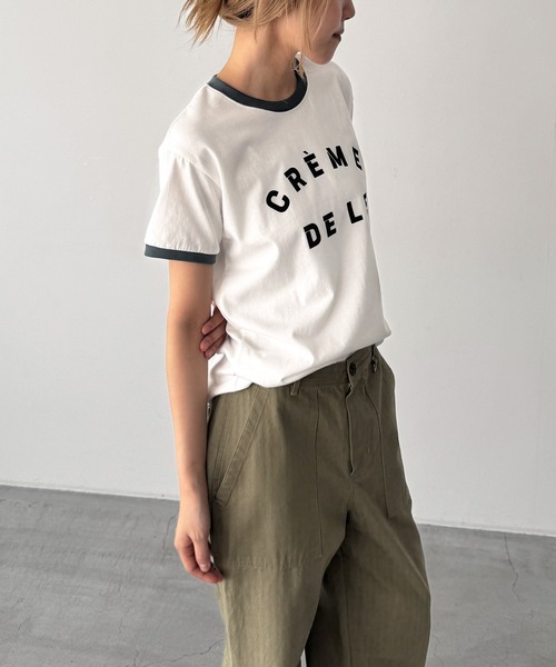CANAL JEAN(キャナルジーン)の「El mar CREME DELE リンガーTシャツ(Tシャツ/カットソー・レディース・クリーム/ホワイト/グレー・ONE SIZE)」の7枚目の写真
