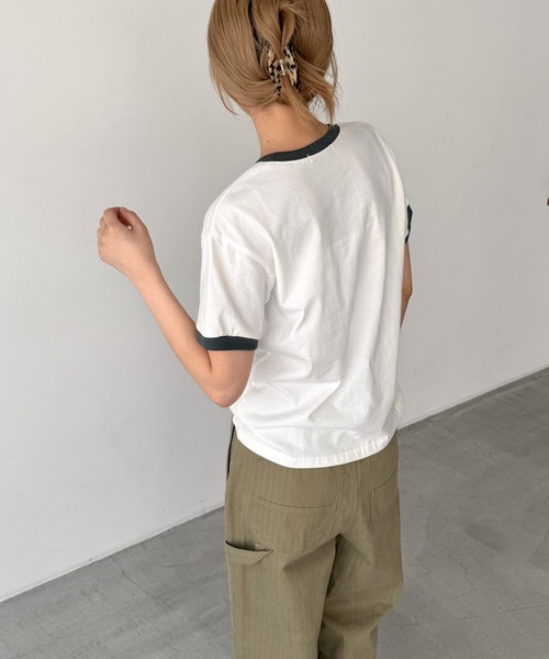 CANAL JEAN(キャナルジーン)の「El mar CREME DELE リンガーTシャツ(Tシャツ/カットソー・レディース・クリーム/ホワイト/グレー・ONE SIZE)」の8枚目の写真