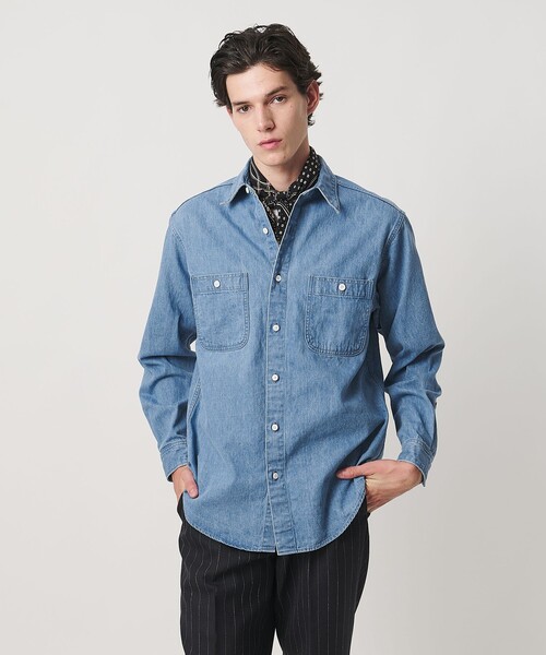 UNITED ARROWS（ユナイテッドアローズ）の「デニム オーバーシャツ「 SLOW &　」（シャツ/ブラウス・メンズ・ライトブルー・M/L/XL/S）」の2枚目の写真