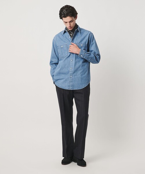 UNITED ARROWS（ユナイテッドアローズ）の「デニム オーバーシャツ「 SLOW &　」（シャツ/ブラウス・メンズ・ライトブルー・M/L/XL/S）」の3枚目の写真