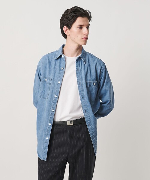 UNITED ARROWS（ユナイテッドアローズ）の「デニム オーバーシャツ「 SLOW &　」（シャツ/ブラウス・メンズ・ライトブルー・M/L/XL/S）」の4枚目の写真