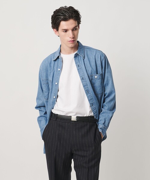 UNITED ARROWS（ユナイテッドアローズ）の「デニム オーバーシャツ「 SLOW &　」（シャツ/ブラウス・メンズ・ライトブルー・M/L/XL/S）」の5枚目の写真