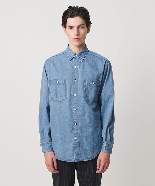 UNITED ARROWS（ユナイテッドアローズ）の「デニム オーバーシャツ「 SLOW &　」（シャツ/ブラウス・メンズ・ライトブルー・M/L/XL/S）」の7枚目の写真