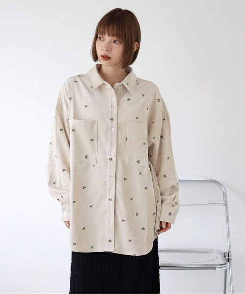 tiptop(ティップトップ)の「コーデュロイ花刺繍シャツジャケット(シャツ/ブラウス・レディース・ブラウン/アイボリー・FREE)」の5枚目の写真