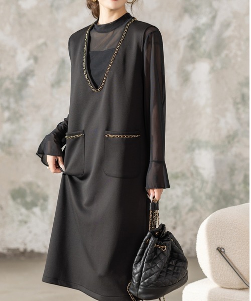 LUCPY(ラクピー)の「シアートップスレイヤードワンピース(ワンピース・レディース・ブラック・LARGE/X-LARGE/MEDIUM/SMALL)」の2枚目の写真