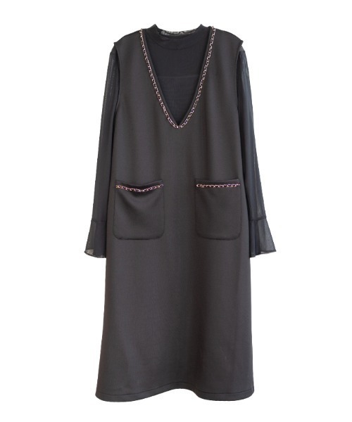 LUCPY(ラクピー)の「シアートップスレイヤードワンピース(ワンピース・レディース・ブラック・LARGE/X-LARGE/MEDIUM/SMALL)」の5枚目の写真