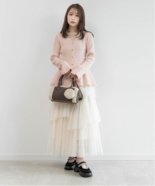 RANDA(ランダ)の「2WAY ポーチ付きファートリムボストンバッグ(ハンドバッグ・レディース・キャメル/ブラック・L)」の18枚目の写真