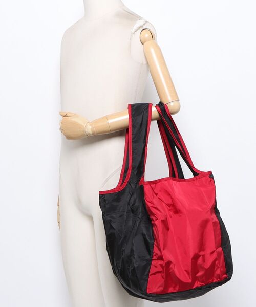 CUBE SUGAR(キューブシュガー)の「CUBE SUGAR/キューブシュガー ナイロンポケッタブル 配色マルシェBAG(エコバッグ/サブバッグ・レディース・グリーン/ブラウン/ブラック・FREE)」の4枚目の写真