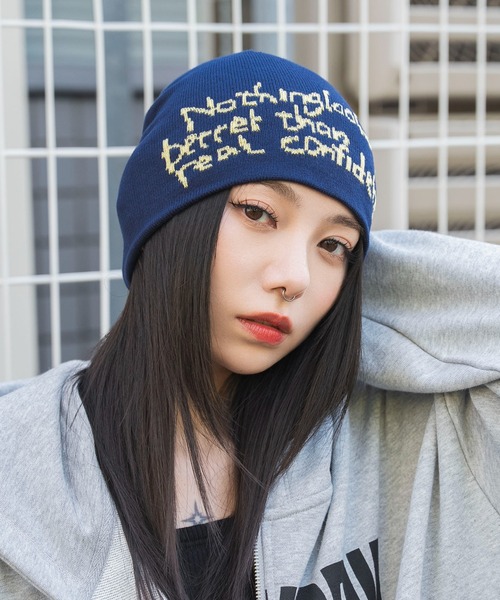 WEGO(ウィゴー)の「WEGO/ハンドライティングロゴビーニー(ニットキャップ/ビーニー・レディース・ネイビー/ブラック/オフホワイト・FREE)」の5枚目の写真