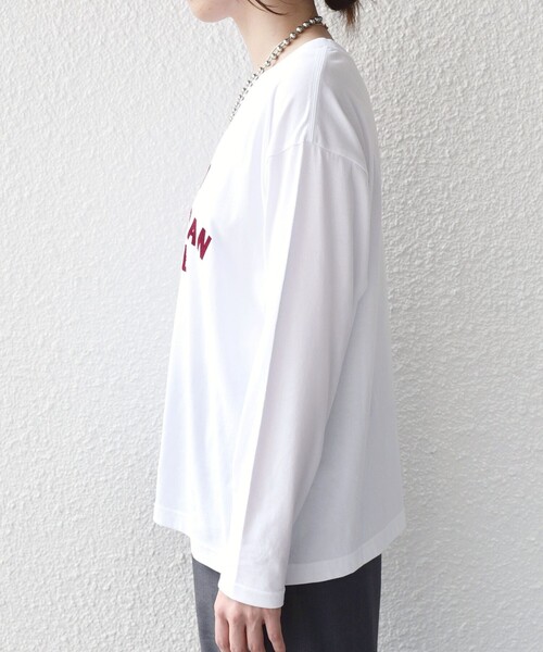 SHIPS Colors(シップス カラーズ)の「〈手洗い可能〉26AW フロッキー ロゴ TEE(ロンT)◇(Tシャツ/カットソー・レディース・レッド/オフホワイト/ダークグレー・ONE SIZE)」の9枚目の写真