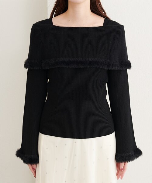 natural couture(ナチュラルクチュール)の「ふわふわファーオフショル風ニット(ニット/セーター・レディース・ライトベージュ/グレイッシュベージュ/ブラウン/オフホワイト/ブラック・FREE)」の15枚目の写真