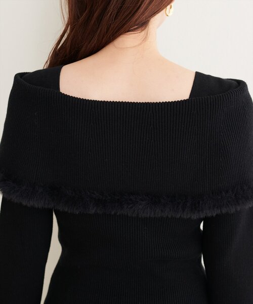 natural couture(ナチュラルクチュール)の「ふわふわファーオフショル風ニット(ニット/セーター・レディース・ライトベージュ/グレイッシュベージュ/ブラウン/オフホワイト/ブラック・FREE)」の18枚目の写真