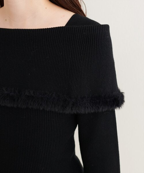 natural couture(ナチュラルクチュール)の「ふわふわファーオフショル風ニット(ニット/セーター・レディース・ライトベージュ/グレイッシュベージュ/ブラウン/オフホワイト/ブラック・FREE)」の20枚目の写真